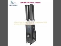 4 बैंड 160w पोर्टेबल एफपीवी ड्रोन सिग्नल जैमर 1.5KM जैमिंग दूरी अंतर्निहित बैटरी