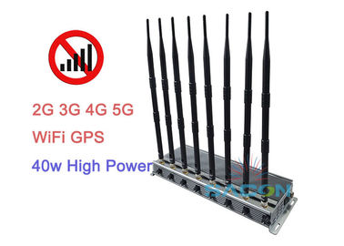 उच्च शक्ति 5G सिग्नल जैमर ब्लॉकर 40w 2G 3G 4G 8 एंटेना 80 मीटर रेंज