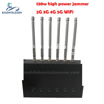 180W 6 चैनल डेस्कटॉप सिग्नल जैमर 20-150m जैमिंग रेडियस के साथ 2G 3G 4G 5G GSM CDMA ब्लॉकिंग के लिए