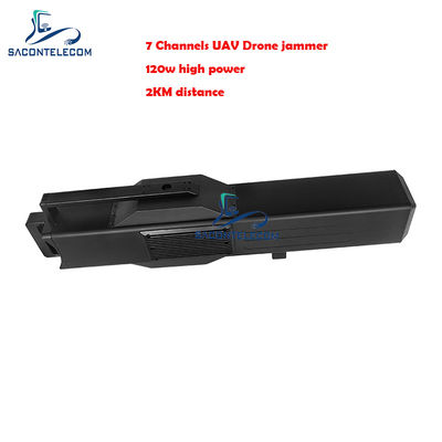 7 चैनल ड्रोन सिग्नल जैमर 120W उच्च शक्ति 2KM दूरी एंटी ड्रोन जैमर बंदूक