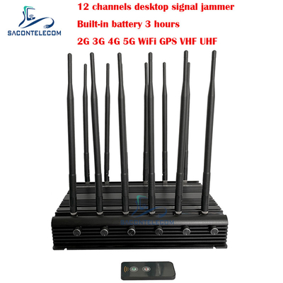 डेस्कटॉप मोबाइल फोन सिग्नल जैमर 34w 2G 3G 4G 5G GPSL1 L2 L5 वाईफाई VHF UHF 12 एंटेना