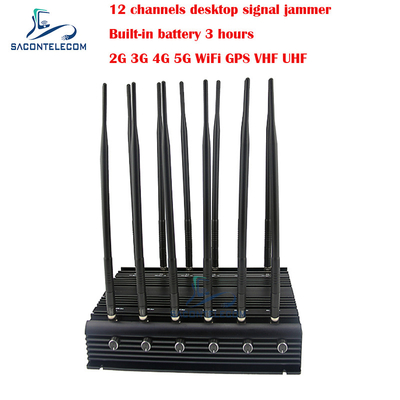 डेस्कटॉप मोबाइल फोन सिग्नल जैमर 34w 2G 3G 4G 5G GPSL1 L2 L5 वाईफाई VHF UHF 12 एंटेना