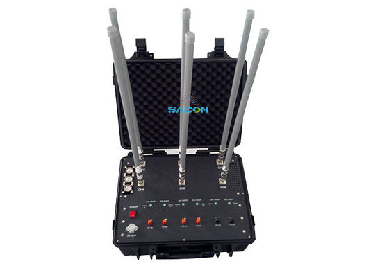 20-2700MHz 8 बैंड्स मैनपैक जैमर 50 वाट आउटपुट पावर हैंड-पुल बॉक्स जैमर डिफेंस सिस्टम के साथ