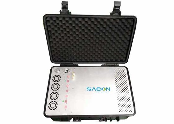 3जी 4जी जीपीएस सिग्नल ब्लॉक करने के लिए फाइबर ग्लास एंटेना के साथ 350W 7 चैनल मैनपैक जैमर