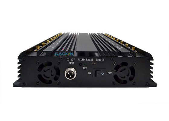 वाईफाई जीपीएस वीएचएफ यूएचएफ अवरोधन के लिए 18 बैंड सिग्नल जामर 5 कूलिंग प्रशंसकों और 40 मीटर जामिंग त्रिज्या के साथ