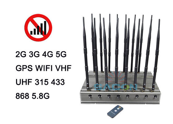 16 एंटीना 5G सिग्नल जैमर ब्लॉकर 100W आउटपुट पावर और 80m जैमिंग रेडियस के साथ