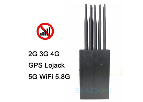 हैंडहेल्ड 5G सिग्नल जैमर ब्लॉकर 10 एंटेना 15 मीटर रेंज और 8000mAh बैटरी के साथ