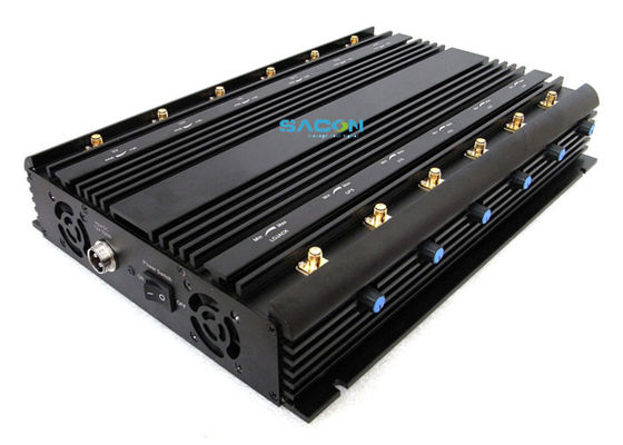 30W आउटपुट पावर 12 चैनल वायरलेस सिग्नल जैमर कार अडैप्टर डिज़ाइन के साथ जेल सेल फोन ब्लॉकिंग के लिए
