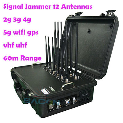 बहु आवृत्ति अवरोधन के लिए 56W 12 एंटीना 868MHz 5G सिग्नल जैमर ब्लॉकर