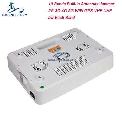 वीएचएफ यूएचएफ 50w मोबाइल फोन सिग्नल जैमर 2G 3G 4G 5G जीपीएस वाईफाई छिपा हुआ