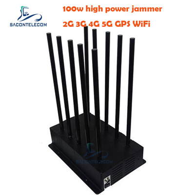 लॉकर 100W 5G सिग्नल जैमर ब्लॉकर 40 मीटर रेडियस इनडोर वीएचएफ यूएचएफ