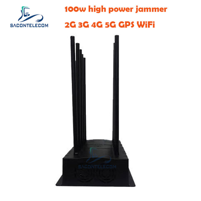 लॉकर 100W 5G सिग्नल जैमर ब्लॉकर 40 मीटर रेडियस इनडोर वीएचएफ यूएचएफ