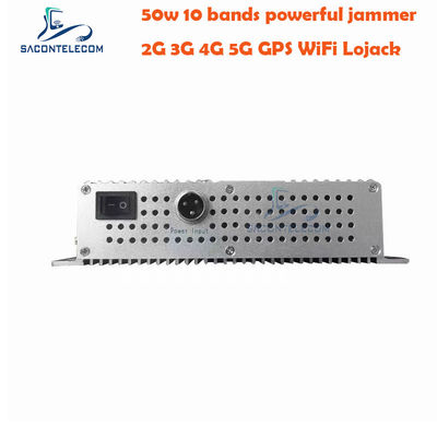 50W हाई पावर डेस्कटॉप सिग्नल जैमर 10 एंटीना और 2 कूलिंग फैन के साथ GSM DCS 3G 4G 5G के लिए