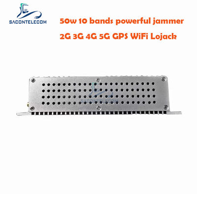 50W हाई पावर डेस्कटॉप सिग्नल जैमर 10 एंटीना और 2 कूलिंग फैन के साथ GSM DCS 3G 4G 5G के लिए