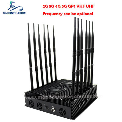 इनडोर 2.4G 5.8G ब्लूटूथ वाईफाई सिग्नल जैमर 12 एंटेना 80w डीसीएस पीसीएस