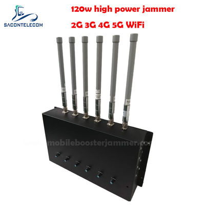 180W 6 चैनल डेस्कटॉप सिग्नल जैमर 20-150m जैमिंग रेडियस के साथ 2G 3G 4G 5G GSM CDMA ब्लॉकिंग के लिए